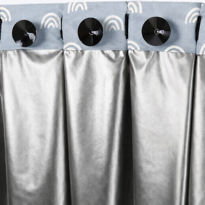 Use Velcro to adjust size of portable blackout blind with suction cups